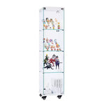 Display Cabinet, 4 Tier Storage Cabinet with 1 Doors and Wheels, Freestanding Cabinet for Living Room, Hallway and Office