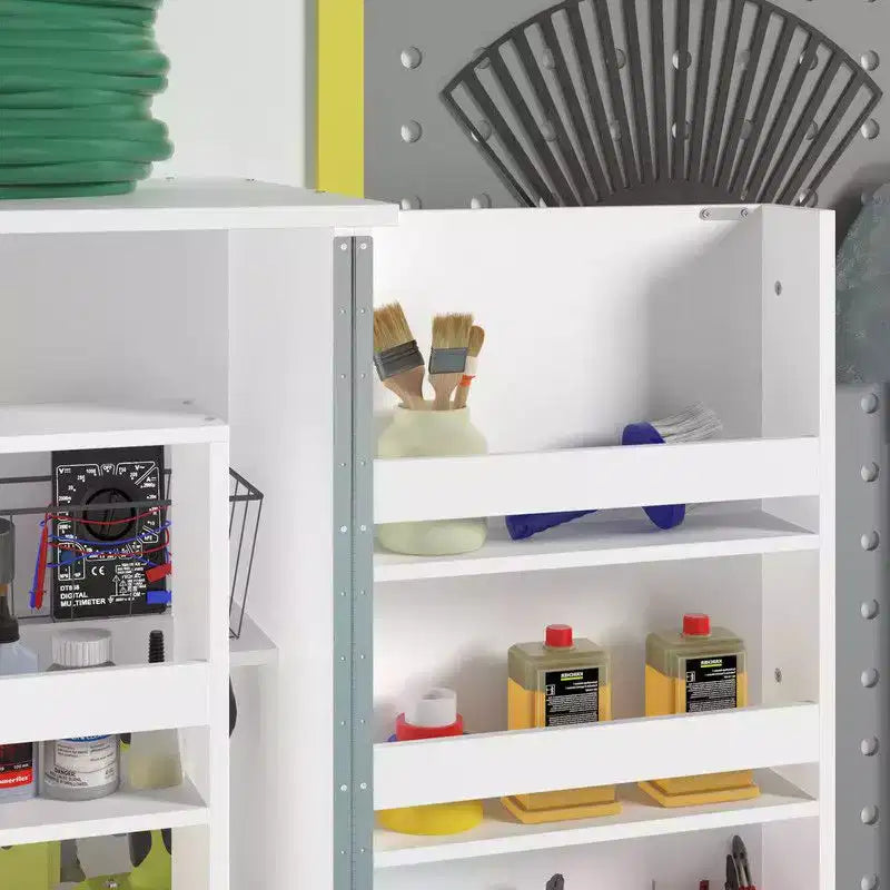 Garage Storage Cabinet with Rotating Shelves & Door Compartments,Multi-Layer Organizer,Sturdy Construction,for Tools & Garden Supplies