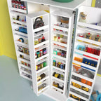 Garage Storage Cabinet with Rotating Shelves & Door Compartments,Multi-Layer Organizer,Sturdy Construction,for Tools & Garden Supplies