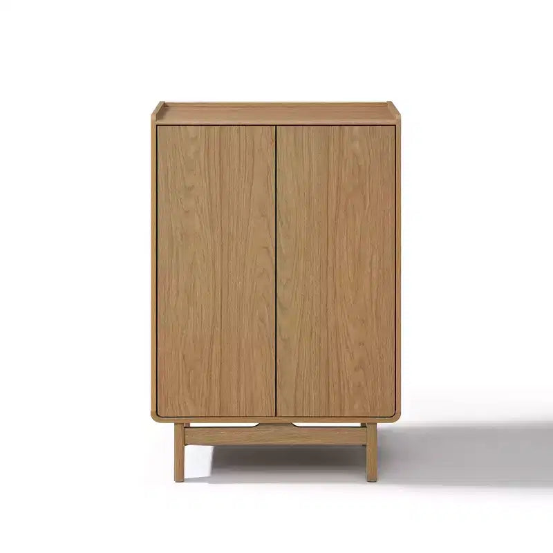 48.7" Tall 2-Door Cabinet with Tray Top – Oak Grain, Japandi Style, Adjustable Shelves