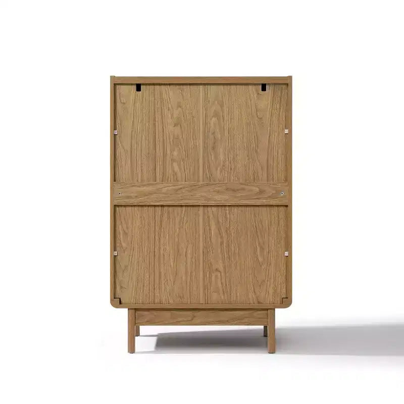 48.7" Tall 2-Door Cabinet with Tray Top – Oak Grain, Japandi Style, Adjustable Shelves