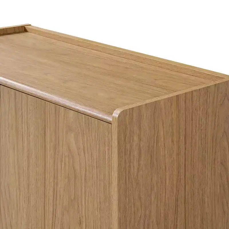 48.7" Tall 2-Door Cabinet with Tray Top – Oak Grain, Japandi Style, Adjustable Shelves