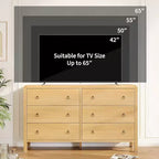 6 Drawer Dresser, Storage Organizer with Sturdy Metal Handle, TV Stand for 55 inch TV, Chest of Drawers for Living Room, Hallway, Closet