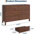 6 Drawer Dresser, Storage Organizer with Sturdy Metal Handle, TV Stand for 55 inch TV, Chest of Drawers for Living Room, Hallway, Closet