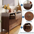 6 Drawer Dresser, Storage Organizer with Sturdy Metal Handle, TV Stand for 55 inch TV, Chest of Drawers for Living Room, Hallway, Closet