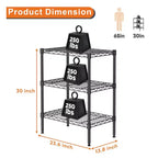 3 Tier Adjustable Metal Wire Storage Rack Heavy Duty Organizer for Kitchen Closet Pantry Garage Bathroom Laundry
