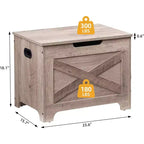 Retro Wooden Storage Chest Bench – Grey, 300 lb Capacity, 2 Safety Hinges