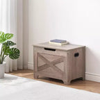 Retro Wooden Storage Chest Bench – Grey, 300 lb Capacity, 2 Safety Hinges
