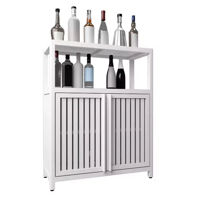Large Capacity Bamboo Storage Cabinet with Double Doors & Open Shelf