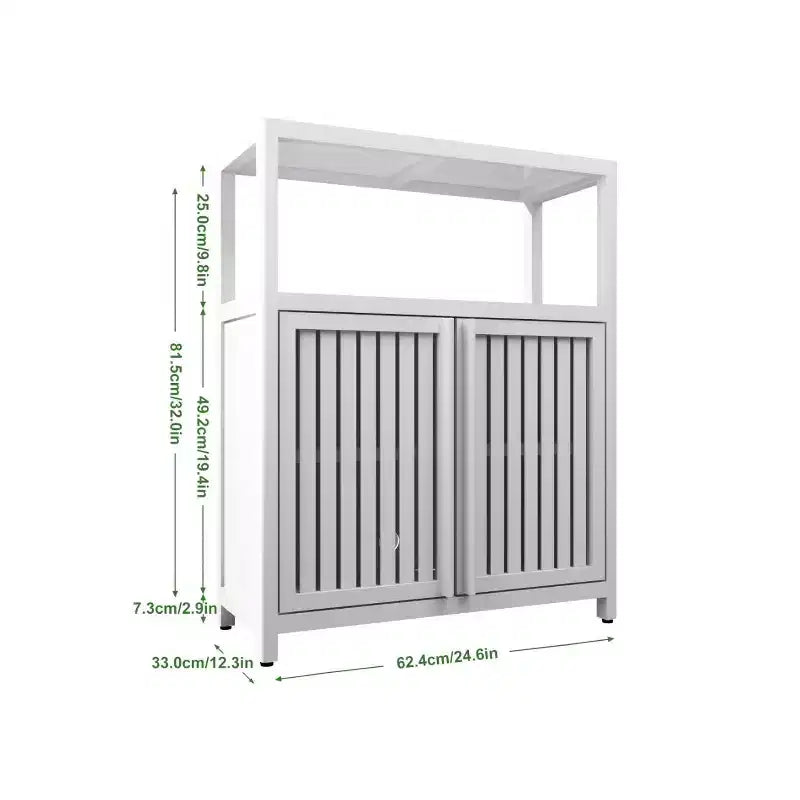 Large Capacity Bamboo Storage Cabinet with Double Doors & Open Shelf