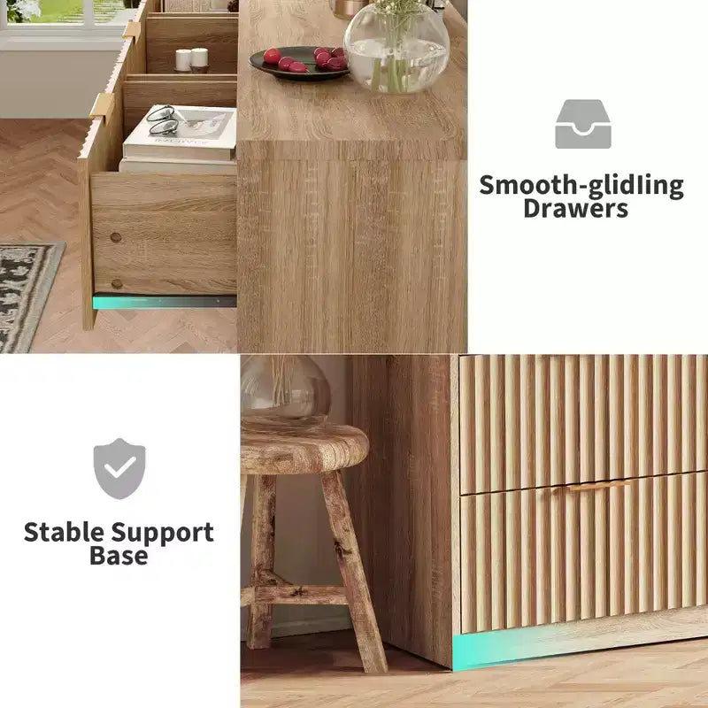Fluted Dresser for Bedroom, 9 Drawer Dresser, Modern Chest of Drawers, Wooden Dressers Closet Storage Organizer for Living Room Entryway