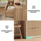 Fluted Dresser for Bedroom, 9 Drawer Dresser, Modern Chest of Drawers, Wooden Dressers Closet Storage Organizer for Living Room Entryway