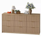 Fluted Dresser for Bedroom, 9 Drawer Dresser, Modern Chest of Drawers, Wooden Dressers Closet Storage Organizer for Living Room Entryway