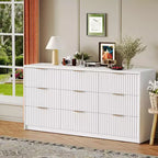 Fluted Dresser for Bedroom, 9 Drawer Dresser, Modern Chest of Drawers, Wooden Dressers Closet Storage Organizer for Living Room Entryway
