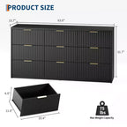Fluted Dresser for Bedroom, 9 Drawer Dresser, Modern Chest of Drawers, Wooden Dressers Closet Storage Organizer for Living Room Entryway