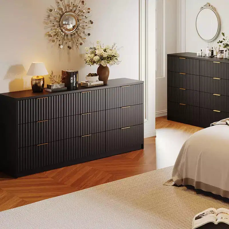 Fluted Dresser for Bedroom, 9 Drawer Dresser, Modern Chest of Drawers, Wooden Dressers Closet Storage Organizer for Living Room Entryway