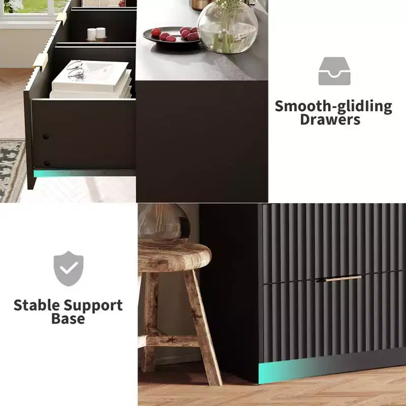 Fluted Dresser for Bedroom, 9 Drawer Dresser, Modern Chest of Drawers, Wooden Dressers Closet Storage Organizer for Living Room Entryway
