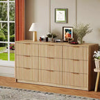 Fluted Dresser for Bedroom, 9 Drawer Dresser, Modern Chest of Drawers, Wooden Dressers Closet Storage Organizer for Living Room Entryway