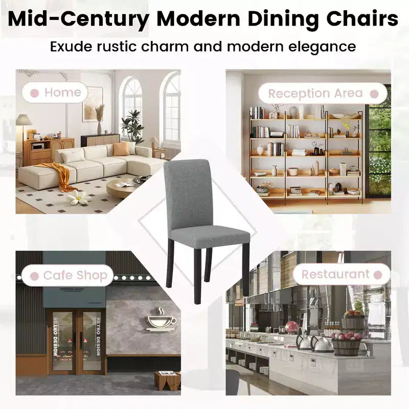 Costway Dining Chair Set of 2 Mid-Century Modern Fabric Upholstered Parson Chairs