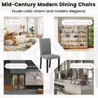 Costway Dining Chair Set of 2 Mid-Century Modern Fabric Upholstered Parson Chairs
