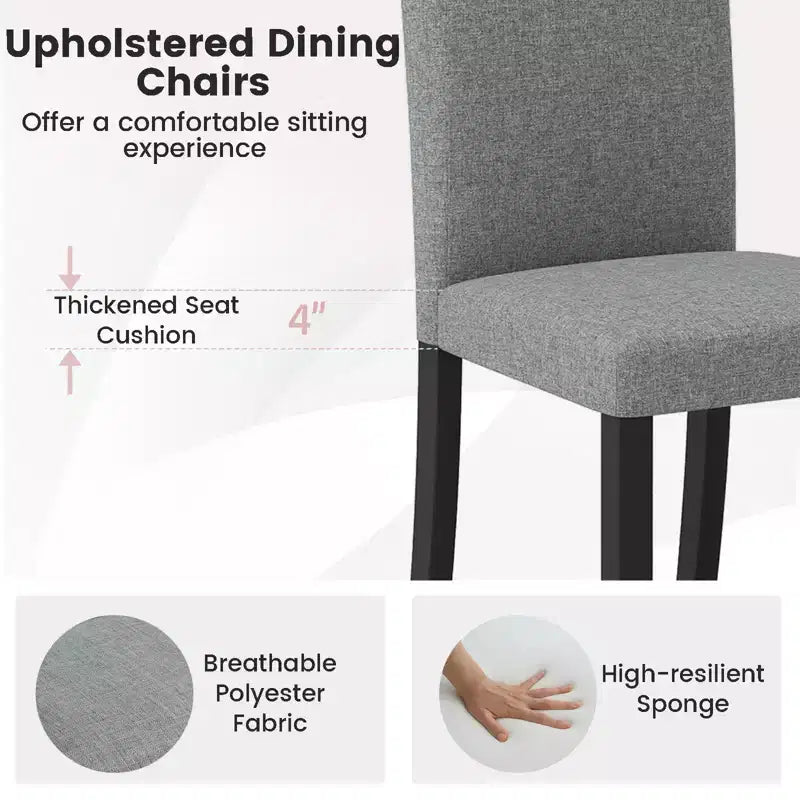 Costway Dining Chair Set of 2 Mid-Century Modern Fabric Upholstered Parson Chairs
