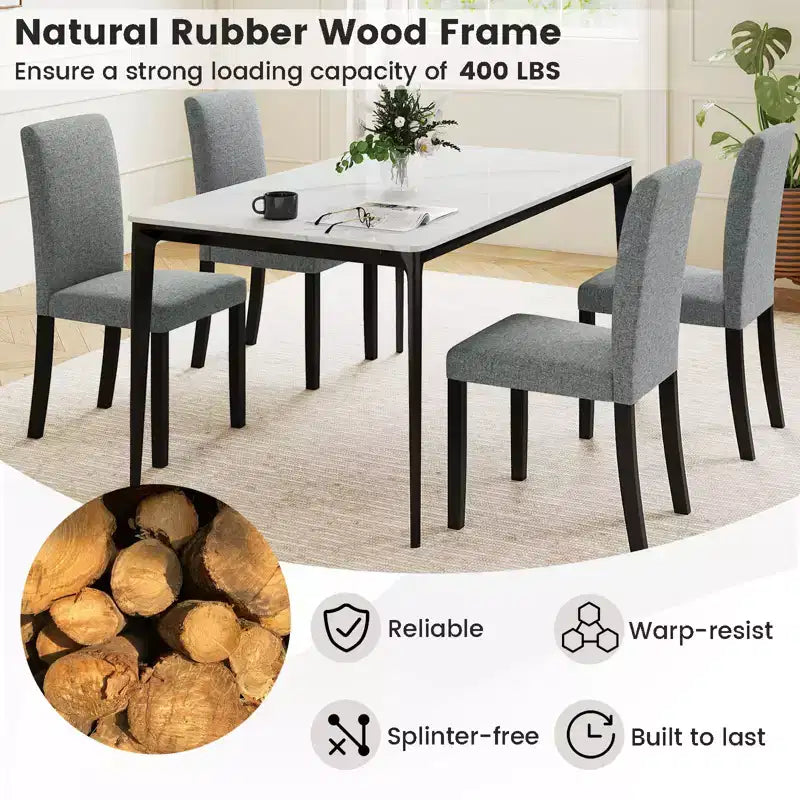 Costway Dining Chair Set of 2 Mid-Century Modern Fabric Upholstered Parson Chairs