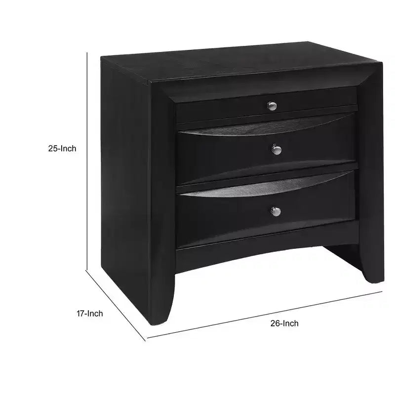 Royal Hampton Contemporary 2 Drawer Wood Nightstand By Ireland , Black