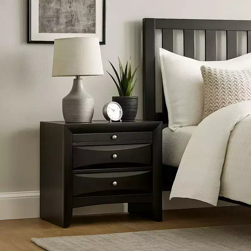 Royal Hampton Contemporary 2 Drawer Wood Nightstand By Ireland , Black
