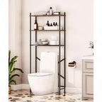 Over Toilet Storage 3 - Tier 2 - Tier Bathroom Organizer Freestanding Shelf with Adjustable Feet Rustic Brown and Black