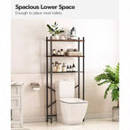Over Toilet Storage 3 - Tier 2 - Tier Bathroom Organizer Freestanding Shelf with Adjustable Feet Rustic Brown and Black