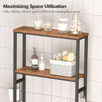Over Toilet Storage 3 - Tier 2 - Tier Bathroom Organizer Freestanding Shelf with Adjustable Feet Rustic Brown and Black