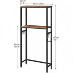 Over Toilet Storage 3 - Tier 2 - Tier Bathroom Organizer Freestanding Shelf with Adjustable Feet Rustic Brown and Black