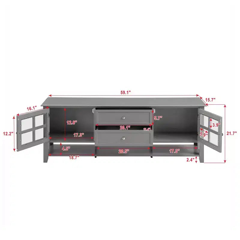Modern TV Stand with Doors and Drawers for 60 inch TV, Wood Entertainment Center Table with Shelves for Living Room