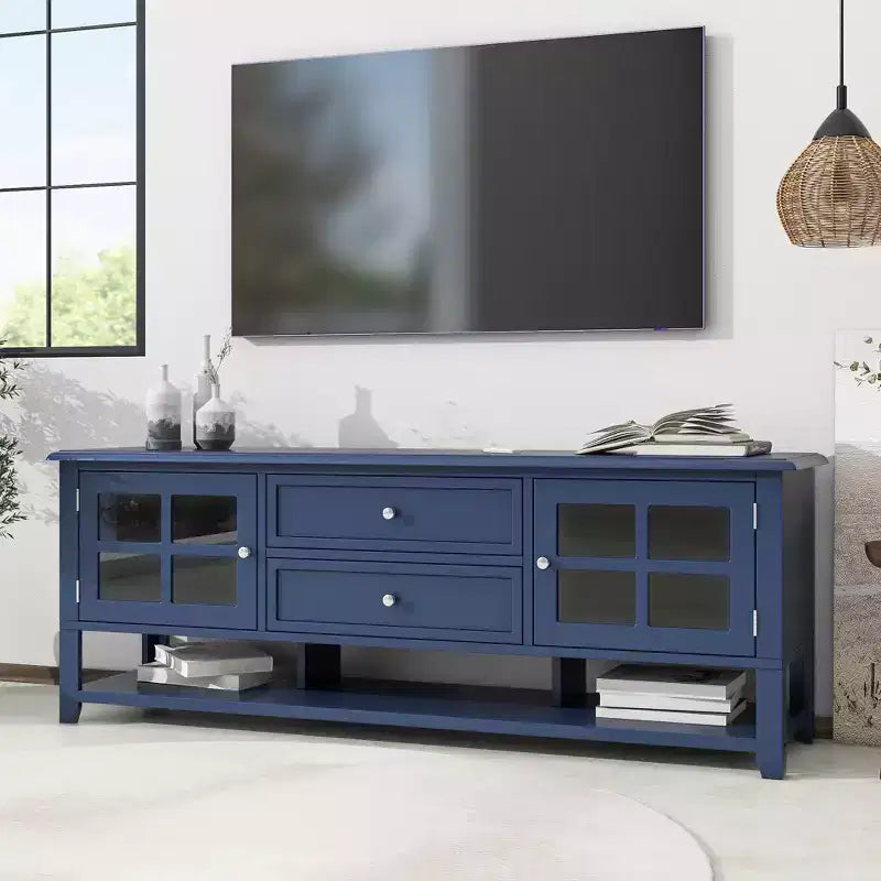 Modern TV Stand with Doors and Drawers for 60 inch TV, Wood Entertainment Center Table with Shelves for Living Room