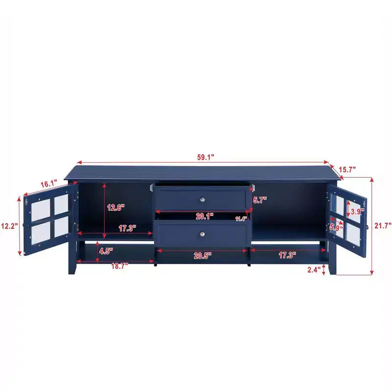 Modern TV Stand with Doors and Drawers for 60 inch TV, Wood Entertainment Center Table with Shelves for Living Room