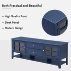 Modern TV Stand with Doors and Drawers for 60 inch TV, Wood Entertainment Center Table with Shelves for Living Room
