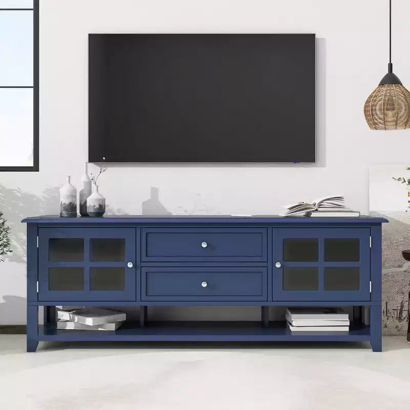 Modern TV Stand with Doors and Drawers for 60 inch TV, Wood Entertainment Center Table with Shelves for Living Room