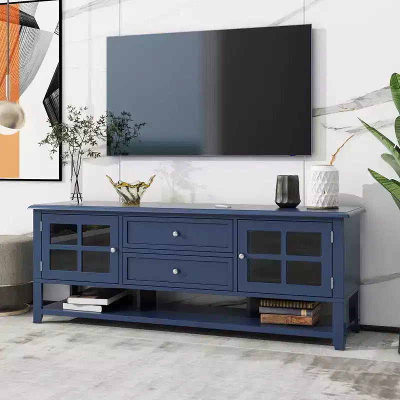 Modern TV Stand with Doors and Drawers for 60 inch TV, Wood Entertainment Center Table with Shelves for Living Room
