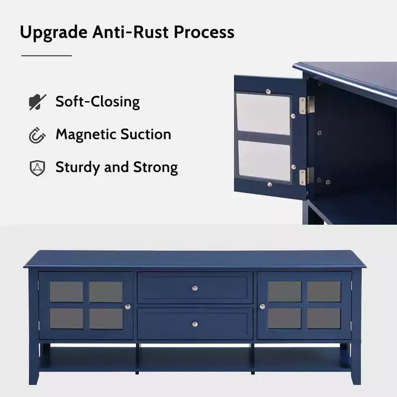 Modern TV Stand with Doors and Drawers for 60 inch TV, Wood Entertainment Center Table with Shelves for Living Room