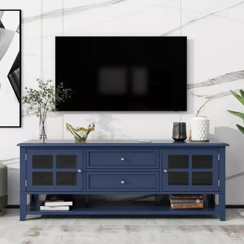 Modern TV Stand with Doors and Drawers for 60 inch TV, Wood Entertainment Center Table with Shelves for Living Room