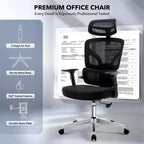 GustoWave Ergonomic Office Chair with Adjustable Lumbar Support, High-Back Mesh Desk Chair, Rolling Swivel Computer Task Chair for Home/Office