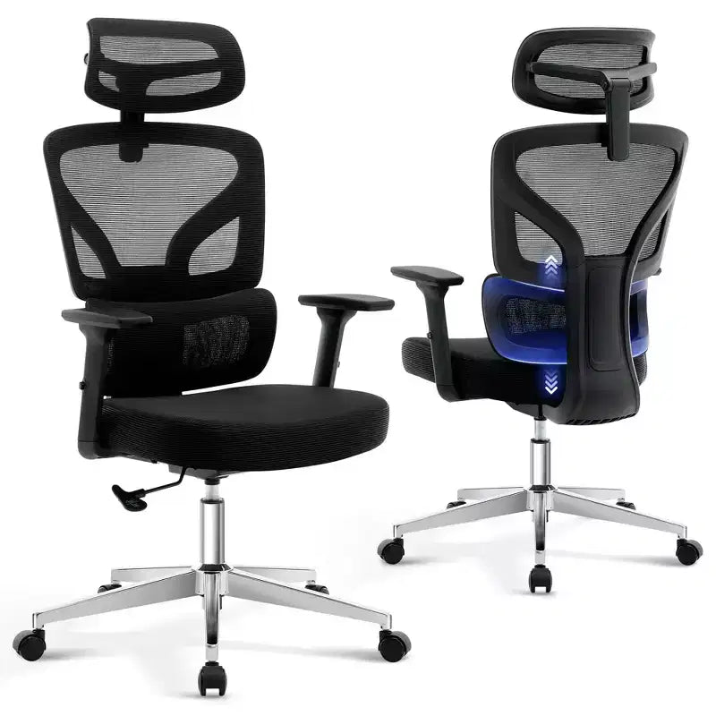 GustoWave Ergonomic Office Chair with Adjustable Lumbar Support, High-Back Mesh Desk Chair, Rolling Swivel Computer Task Chair for Home/Office