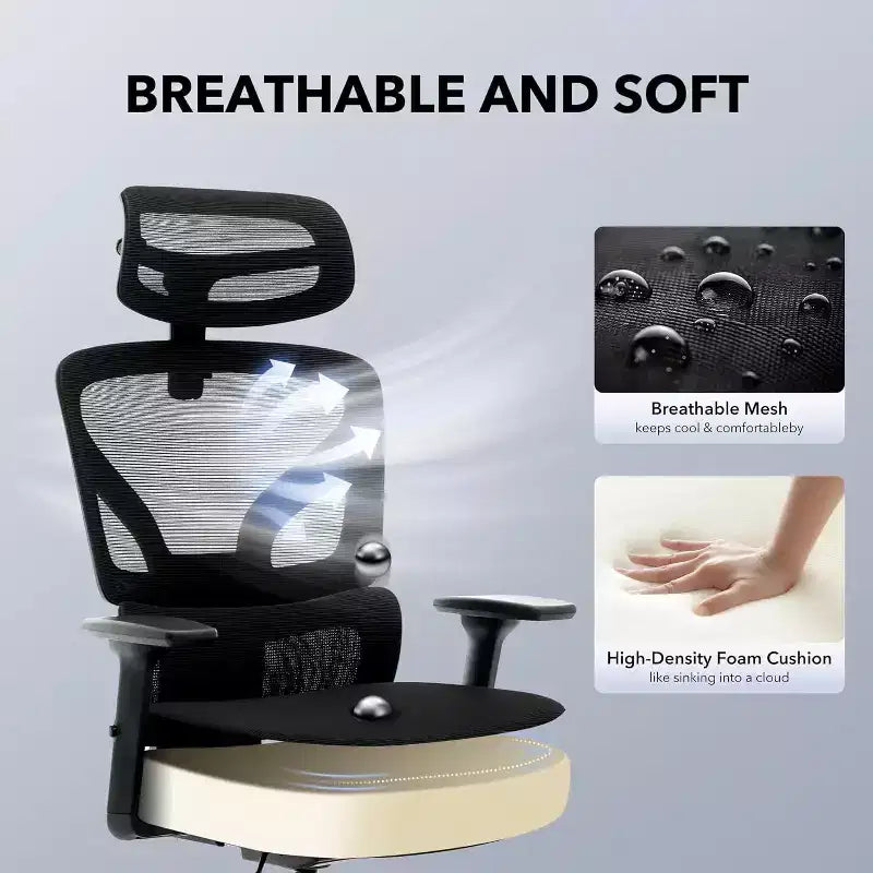 GustoWave Ergonomic Office Chair with Adjustable Lumbar Support, High-Back Mesh Desk Chair, Rolling Swivel Computer Task Chair for Home/Office