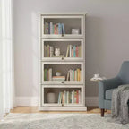 63" Tall 4-Tier Glass Display Cabinet with Flip-Up Doors – Living Room & Office