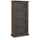 63" Tall 4-Tier Glass Display Cabinet with Flip-Up Doors – Living Room & Office