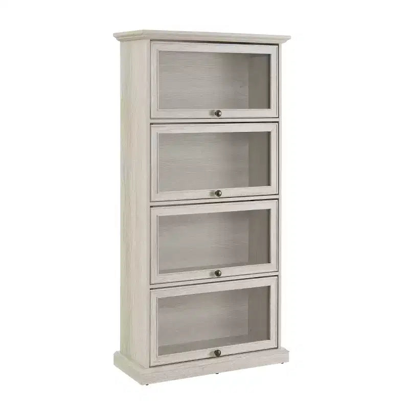 63" Tall 4-Tier Glass Display Cabinet with Flip-Up Doors – Living Room & Office