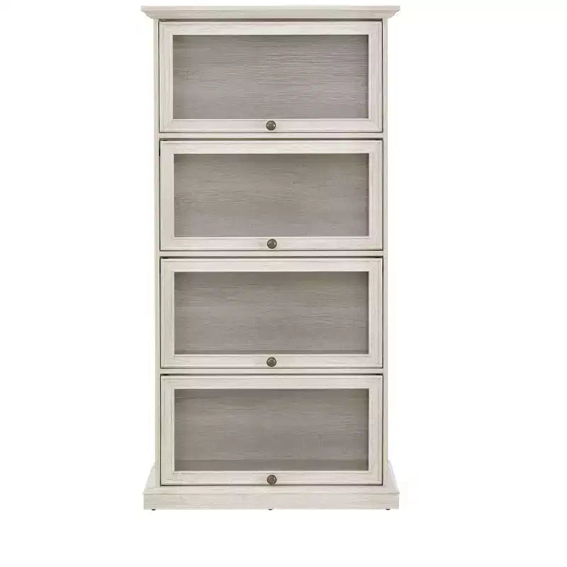 63" Tall 4-Tier Glass Display Cabinet with Flip-Up Doors – Living Room & Office