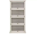 63" Tall 4-Tier Glass Display Cabinet with Flip-Up Doors – Living Room & Office