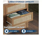 6 Drawer Dresser for Bedroom, Wide Rattan Dresser, Wooden with Gold Handles, Farmhouse Tv Stand Entryway Table, Modern Chest of Drawers for room