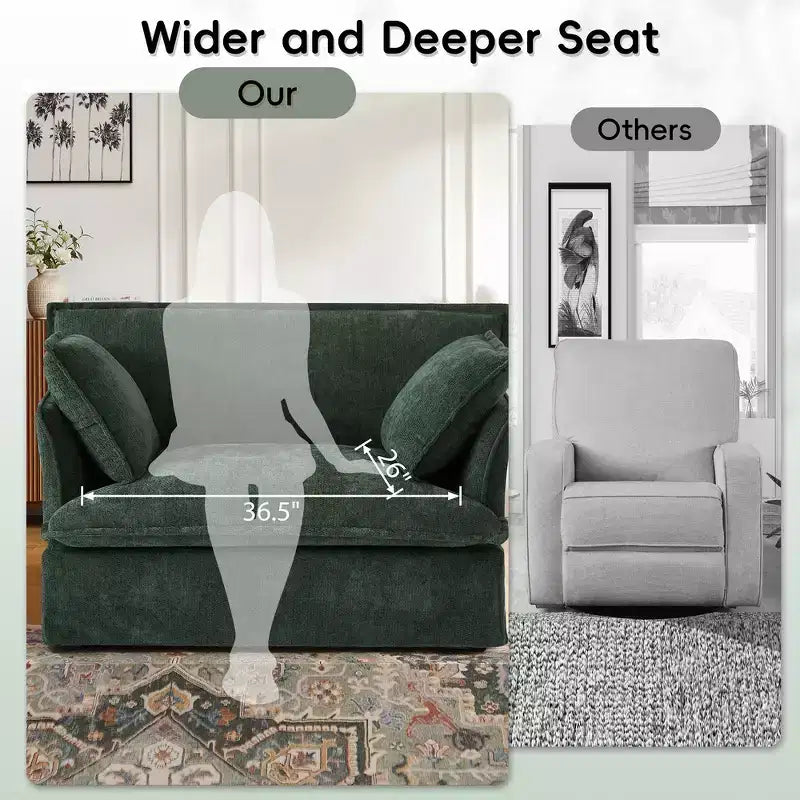 Whisen 47.2 Oversized Accent Chair, Chenille Armchair, Cloud-Like Comfy Single Sofa with Modern Base & Armrest
